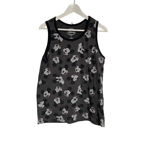 Disney Mickey Mouse Tank Top Sleeveless Large Gray & Black C-6-105-0 - Picture 1 of 4